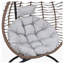 U_STYLE Chaise hamac suspendue intérieure / extérieure avec support, rotin PE brun et gris