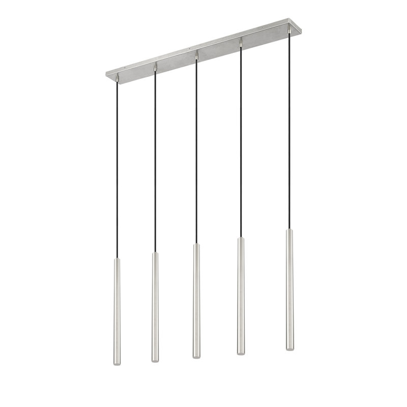 Lustre linéaire noir mat 5 lumières Mahlum, Nickel brossé, 205.7"