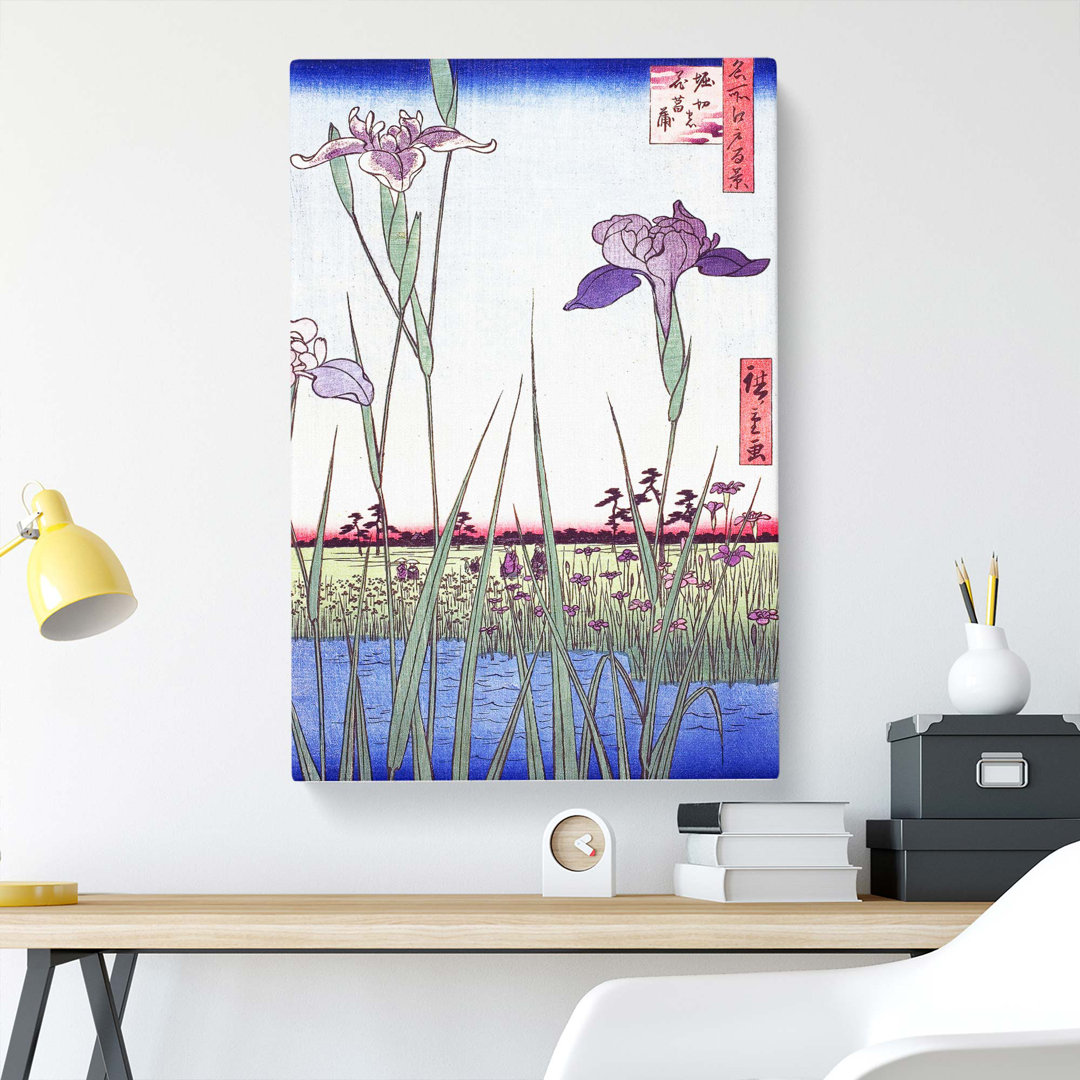 Irises At Horikiri by Utagawa Hiroshige - Wrapped Canvas