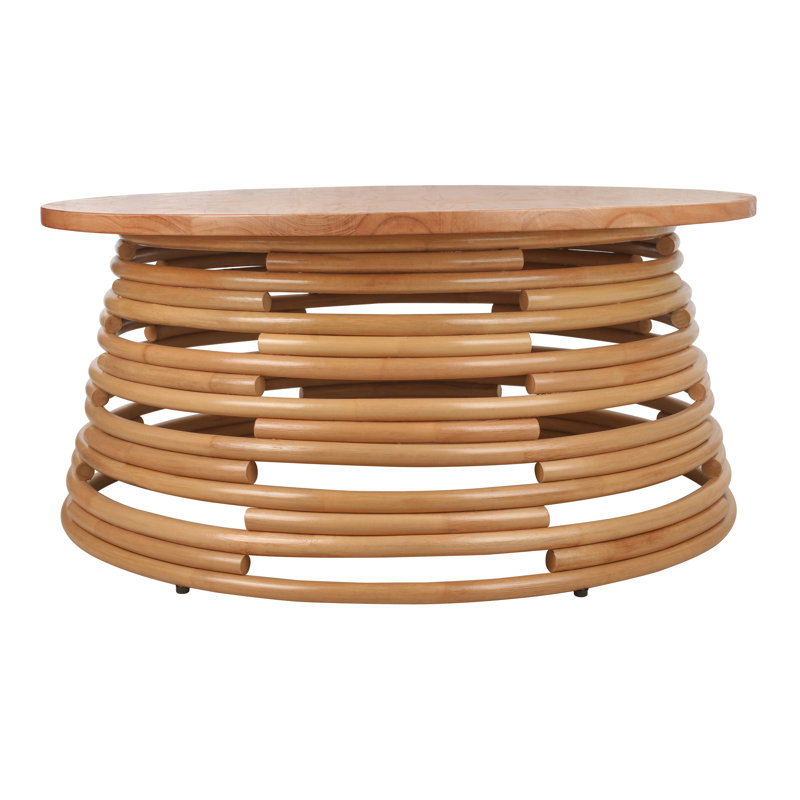 Zeke Rattan Round Coffee Or Side Table, Honey, Honey
