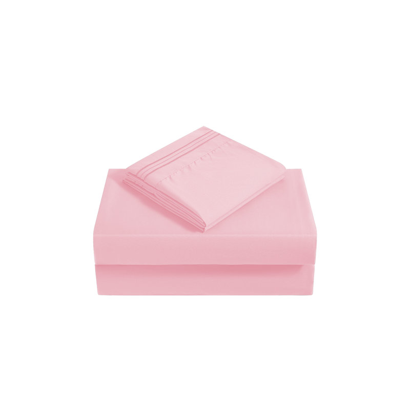 Ensemble de draps en rayonne , Rose, Ensemble de draps pour très grand lit + un drap-h