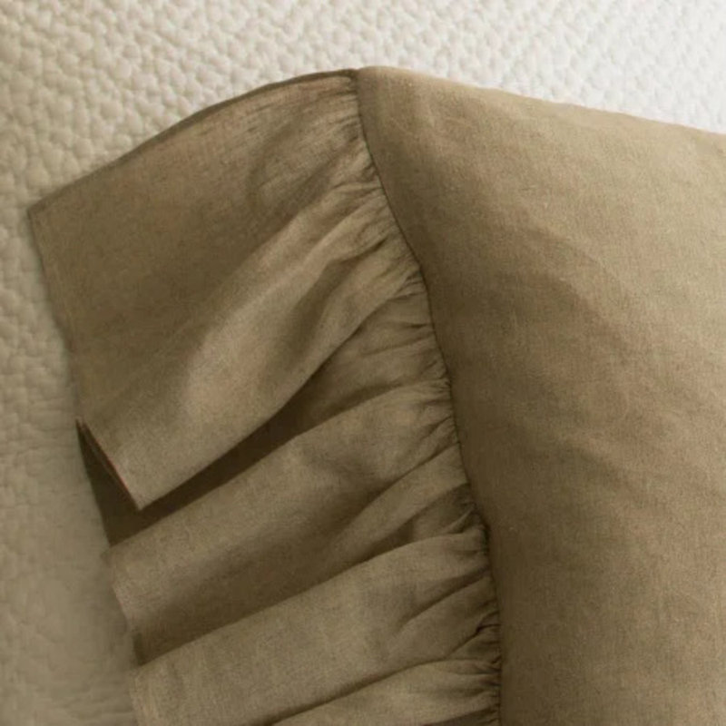 Verandah Linen Ruffled Sham, Euro, Natural