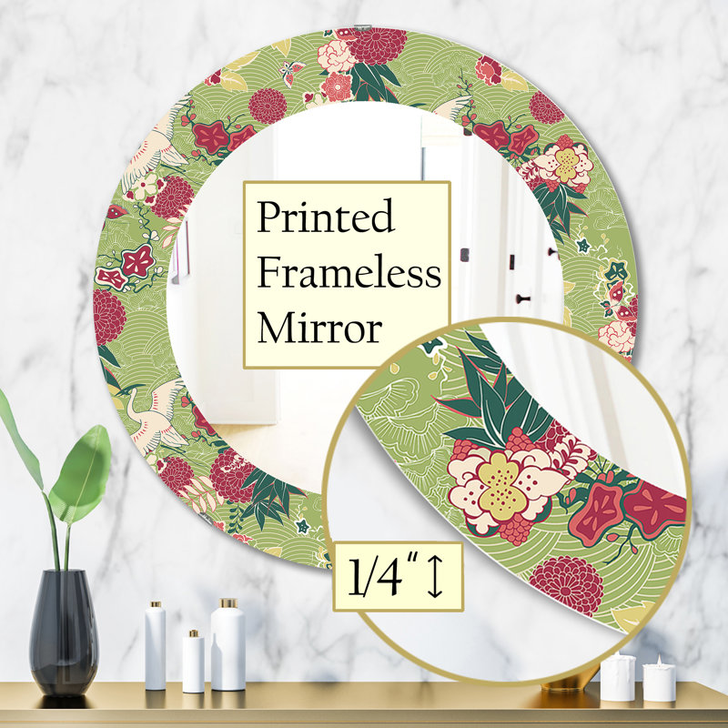 Motif oriental en soie - miroir bohémien et éclectique, H 31,5 po x l po