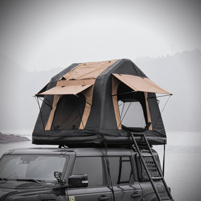 Foldable 2-3 People Amphibious Inflatable Car Roof Top Tent for camping Outdoor Glamping Camping Tent for SUV,Truck( Without Ladder, Two-tone Style)
