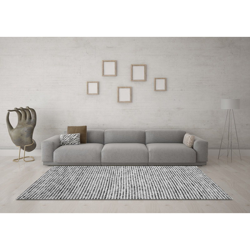 Tapis gris tissé à la machine Sawtooth, Carré de 6 pi