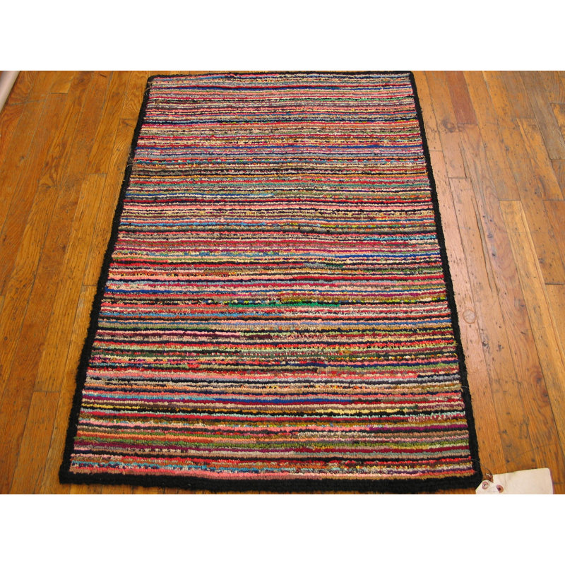 Antique American Hooked Allover Geometric Rug