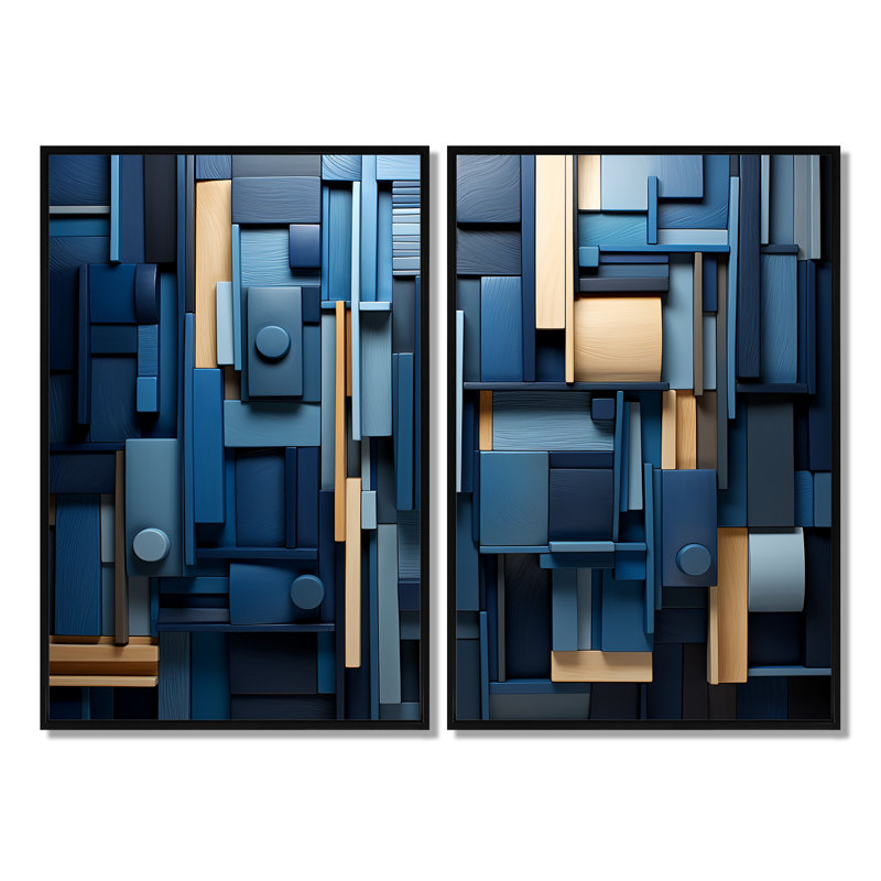 «Blue Behemoths Modern Skycrapers II - Large Skyscrapers», art mural sur toile, Noir, H 36 po x l 48 po