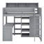 Lit mezzanine en bois avec plusieurs tablettes de rangement et garde-robe-77279800