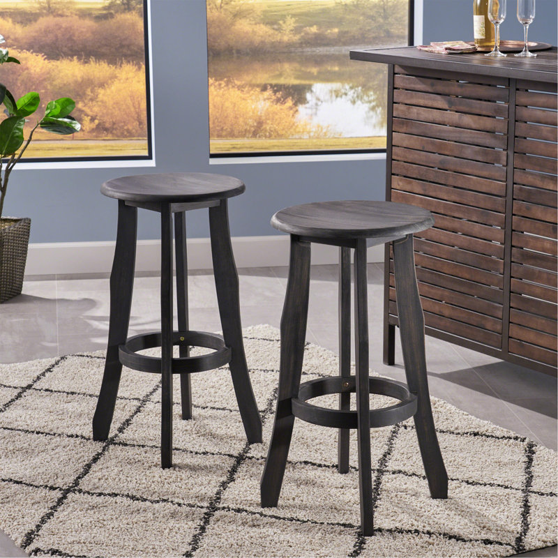 Stylish And Comfortable Acacia Wood Barstool With Rustic Design And Foot Rest