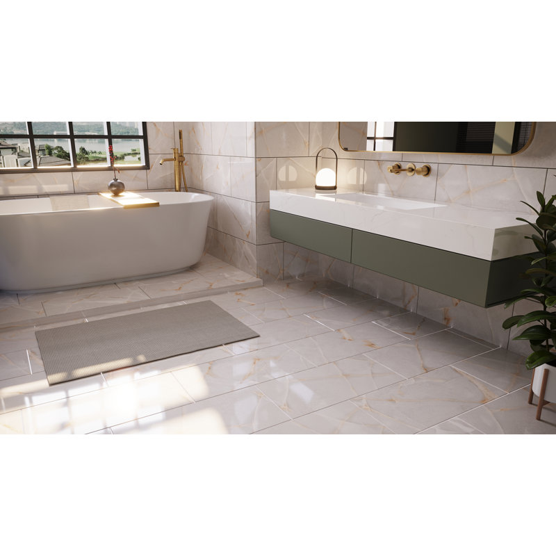 Kaia 12-in. x 24-in. Stone Look Polished Porcelain Wall & Floor Tile, Petraza