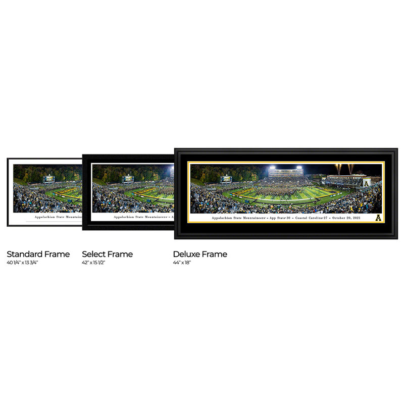 Impression panoramique Appalachian State Football, H 18 po x l 44 po x P 1,125 po, Cadre noir