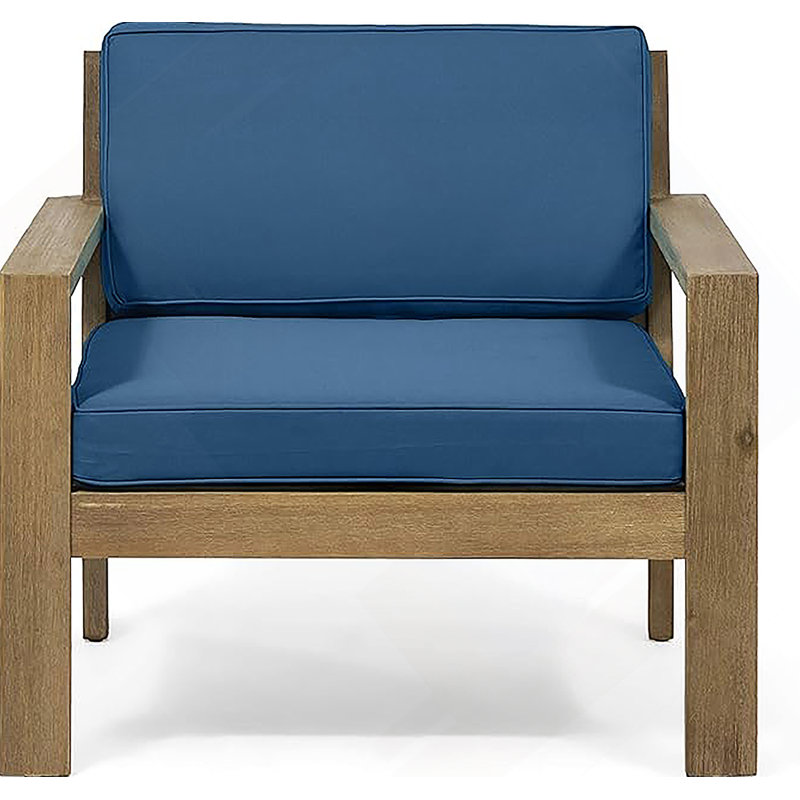 Fauteuil club avec coussins, Bleu