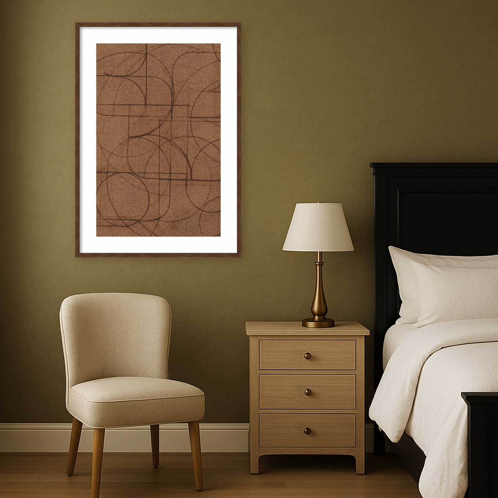 Curved 1 Print by Dan Hobday, 41" H x 29" W, Carlisle Brown Narrow Framed Print with Mat