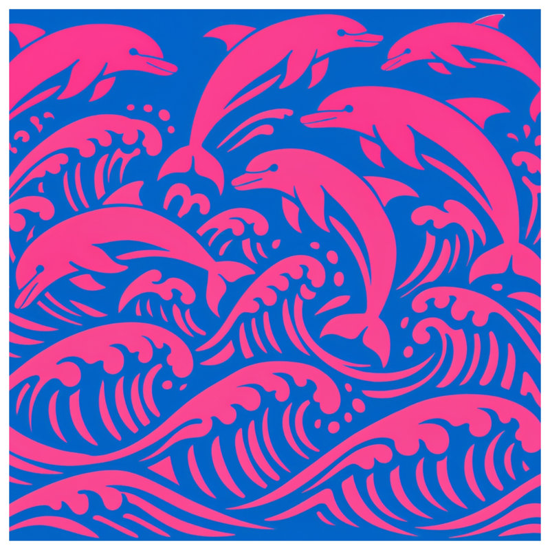 Pink Dolphins Waves Comforter, Twin Extra Long