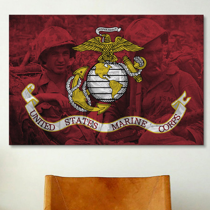 « flags marine grunge rétro », impression sur toile tendue, H 26 po x l 40 po x P 1,5 po