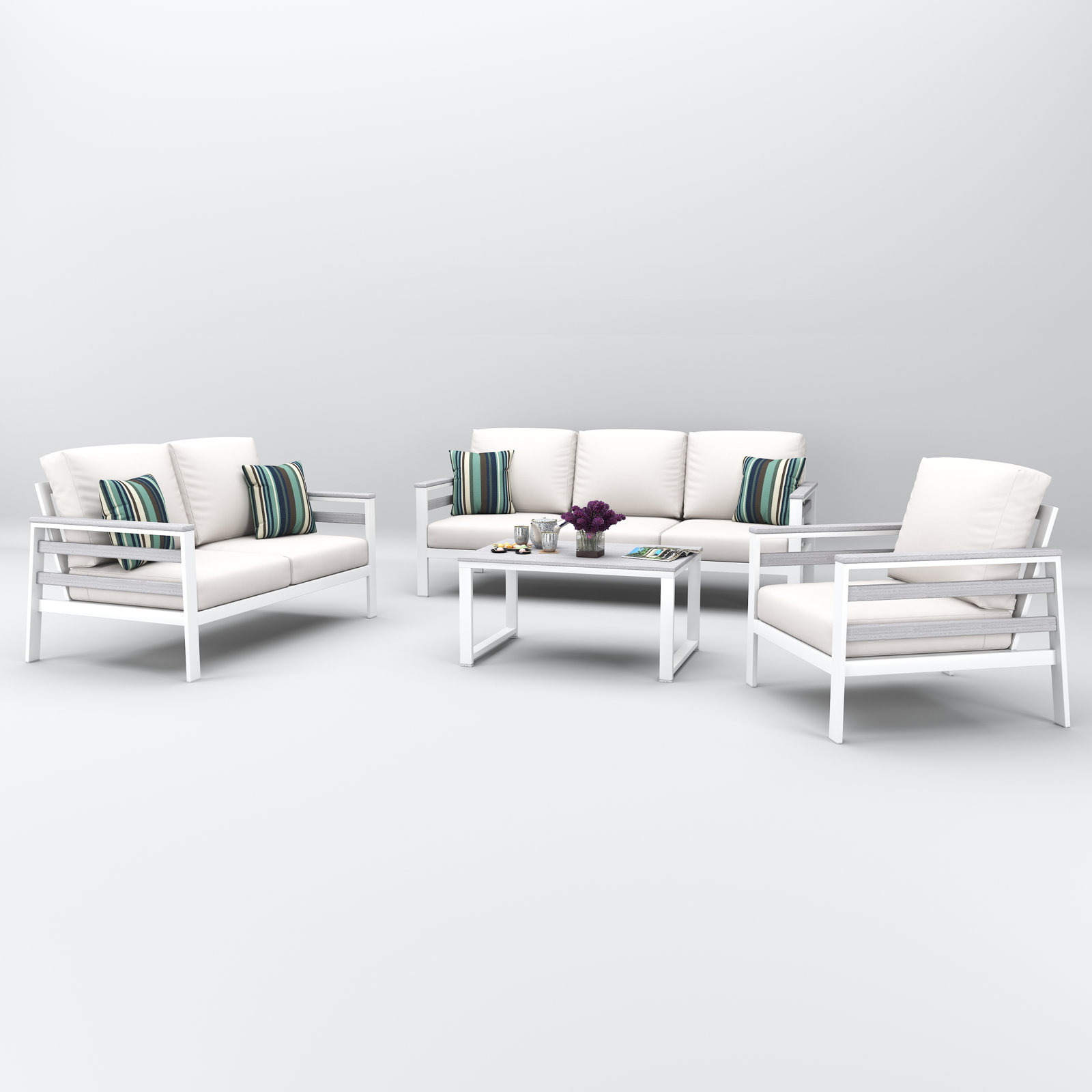 Townsend 6-Person Sunbrella® Patio Seating Group, Canvas White, White