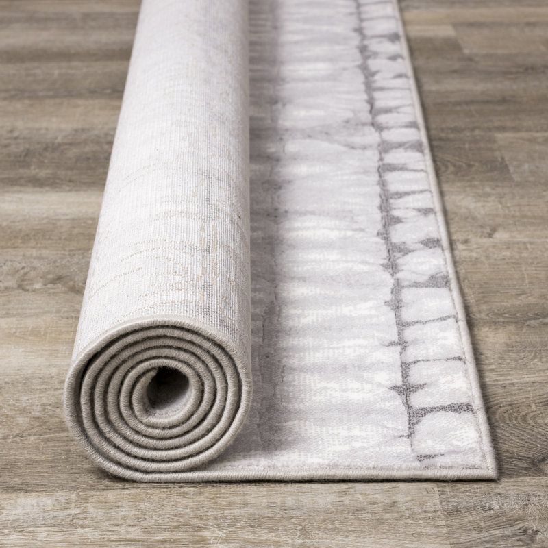Tapis blanc à motif abstrait Wahkon, Rectangle 5 pi 3 po x 7 pi 7 po