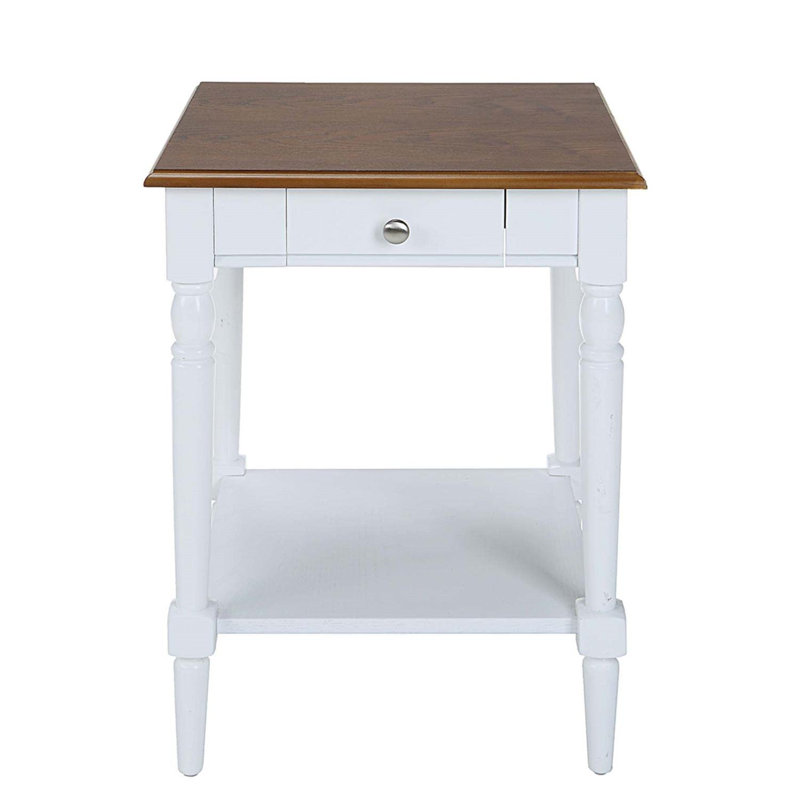 French Country Driftwood & White Square End Table with Storage