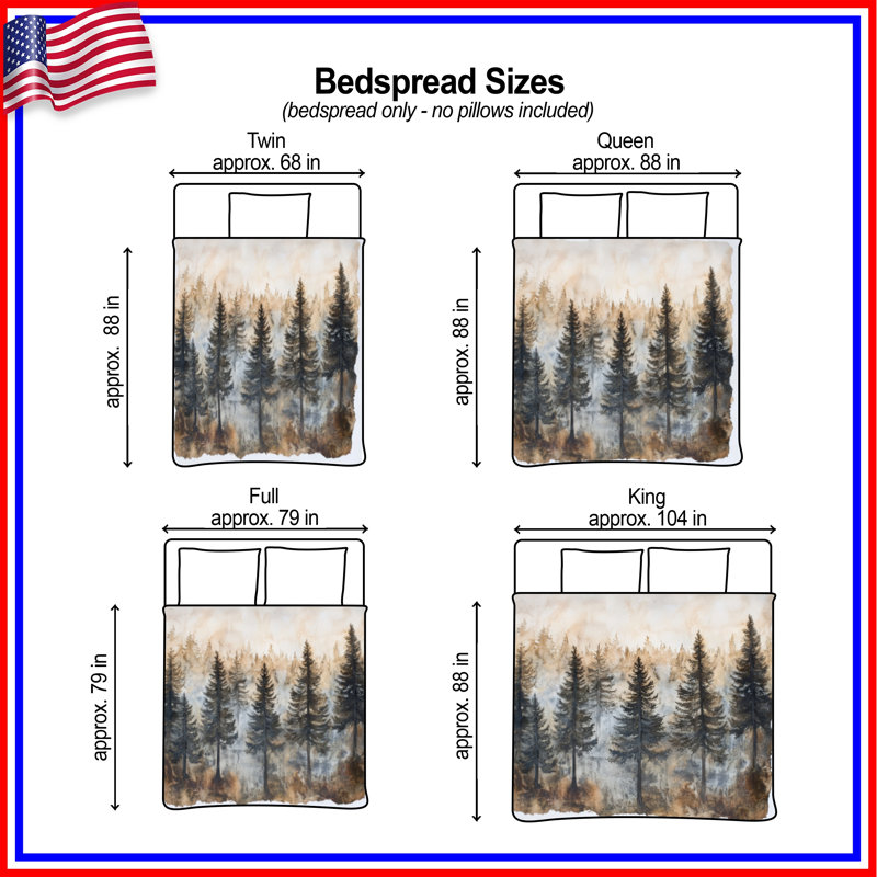 Misty Forest Landscape Bedding Forest Bedspread Landscape, Queen