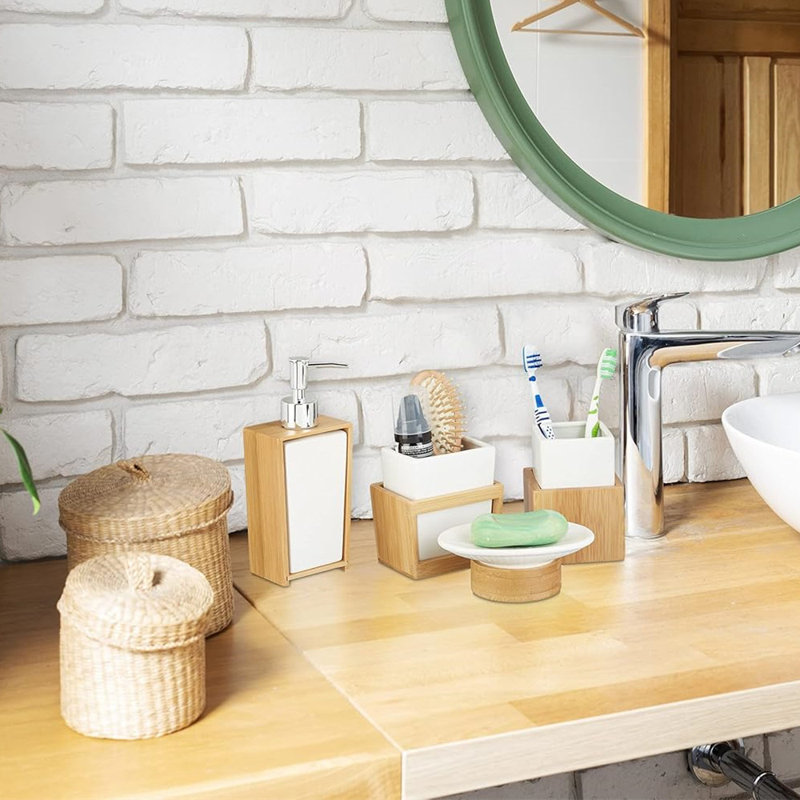 4-Piece Modern Bathroom Accessories Set,Bright And Friendly Design, White