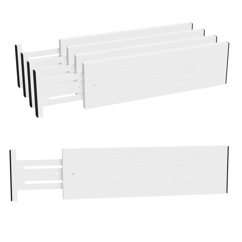  4-Pack Bamboo Dresser Drawer Dividers, Adjustable Expandable Drawer Organizers for Clothing and Dresser Storage, White