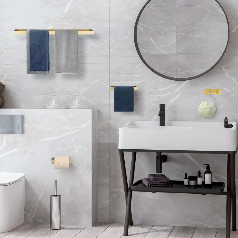 Bathroom Hardware Set (Set of 4), Brushed Gold