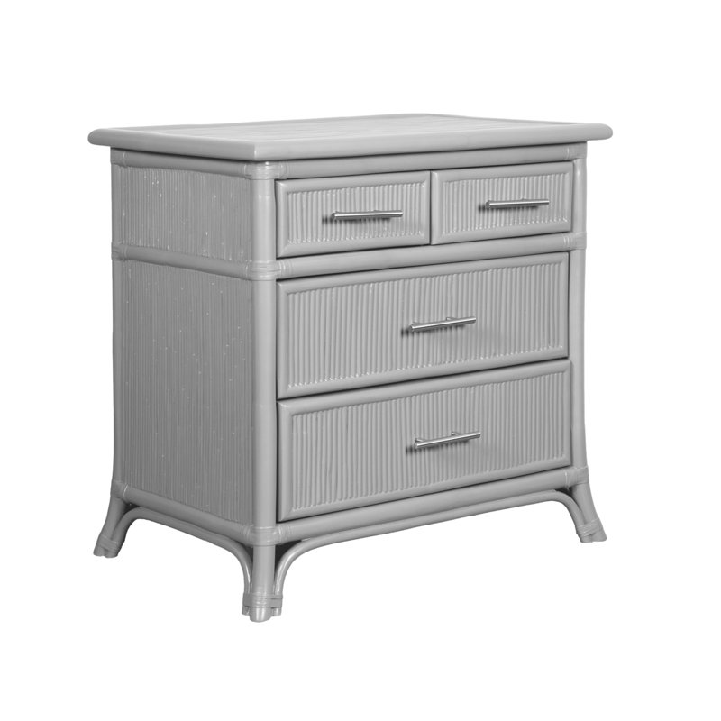 Table de chevet 4 tiroirs Bermuda, Gris clair
