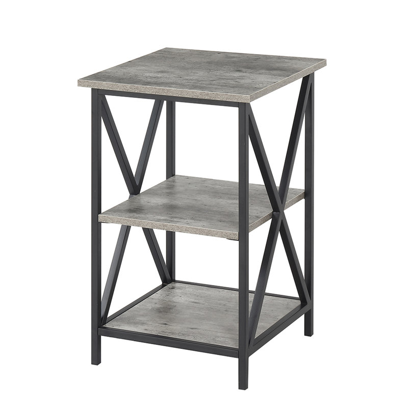 Table de bout avec rangement Ariyana, Faux bouleau / noir