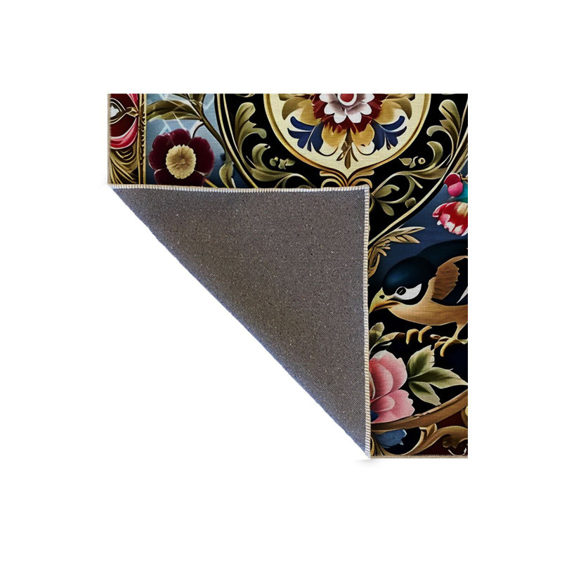Tapis décoratif multicolore à motif floral et oiseaux, Rectangle 3 pi 3 po x 4 pi 11 po