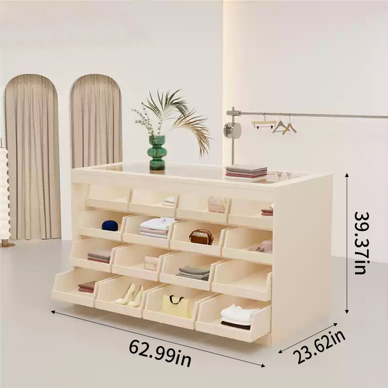 Vitrine à tiroirs multi-niveaux à usage commercial, Beige