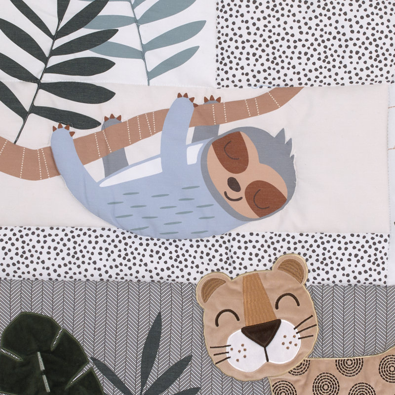 Ensemble de literie pour lit de bébé 4 pièces NoJo Jungle Paradise vert, gris et brun clair