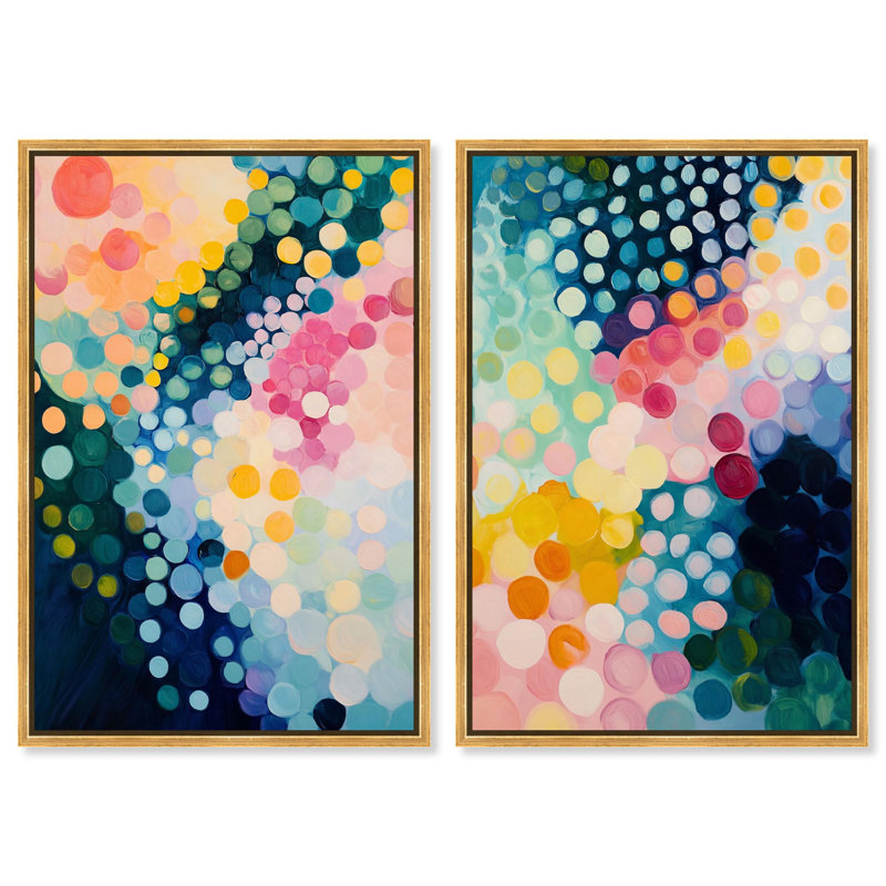 «Rainbow Dots», reproduction d'art sur toile par Art Remedy, cadre doré, 30 x 45, H 46 po x l 31 po, Gold Frame