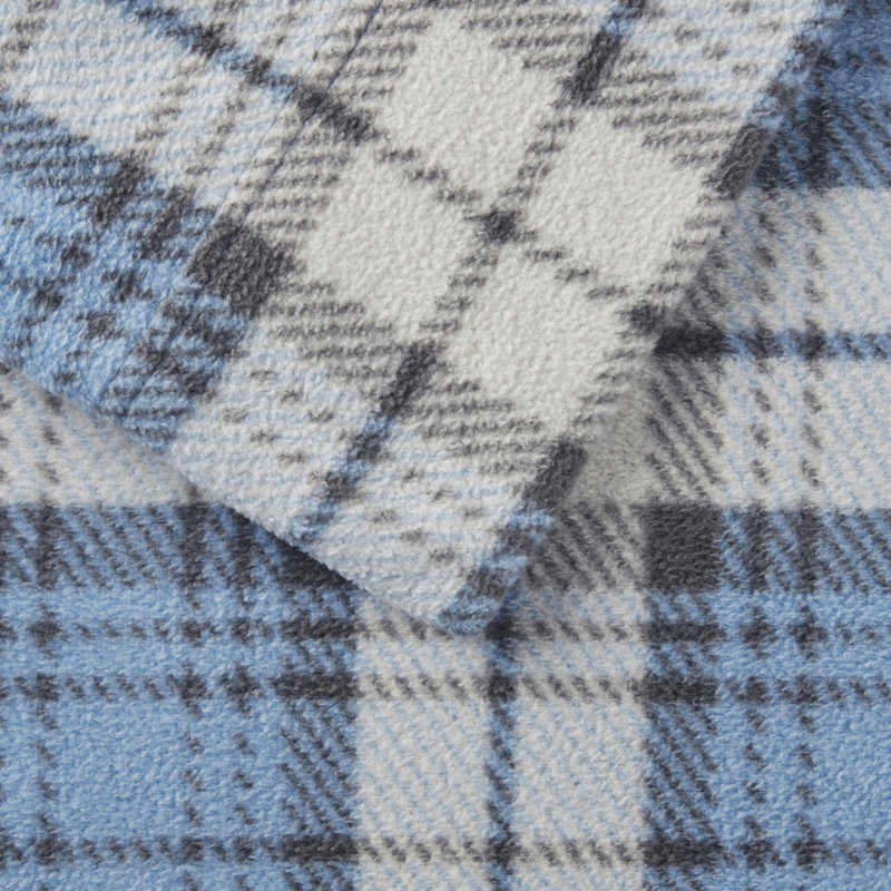 Aqua Twin Microfiber Flannel Plaid Sheet Set
