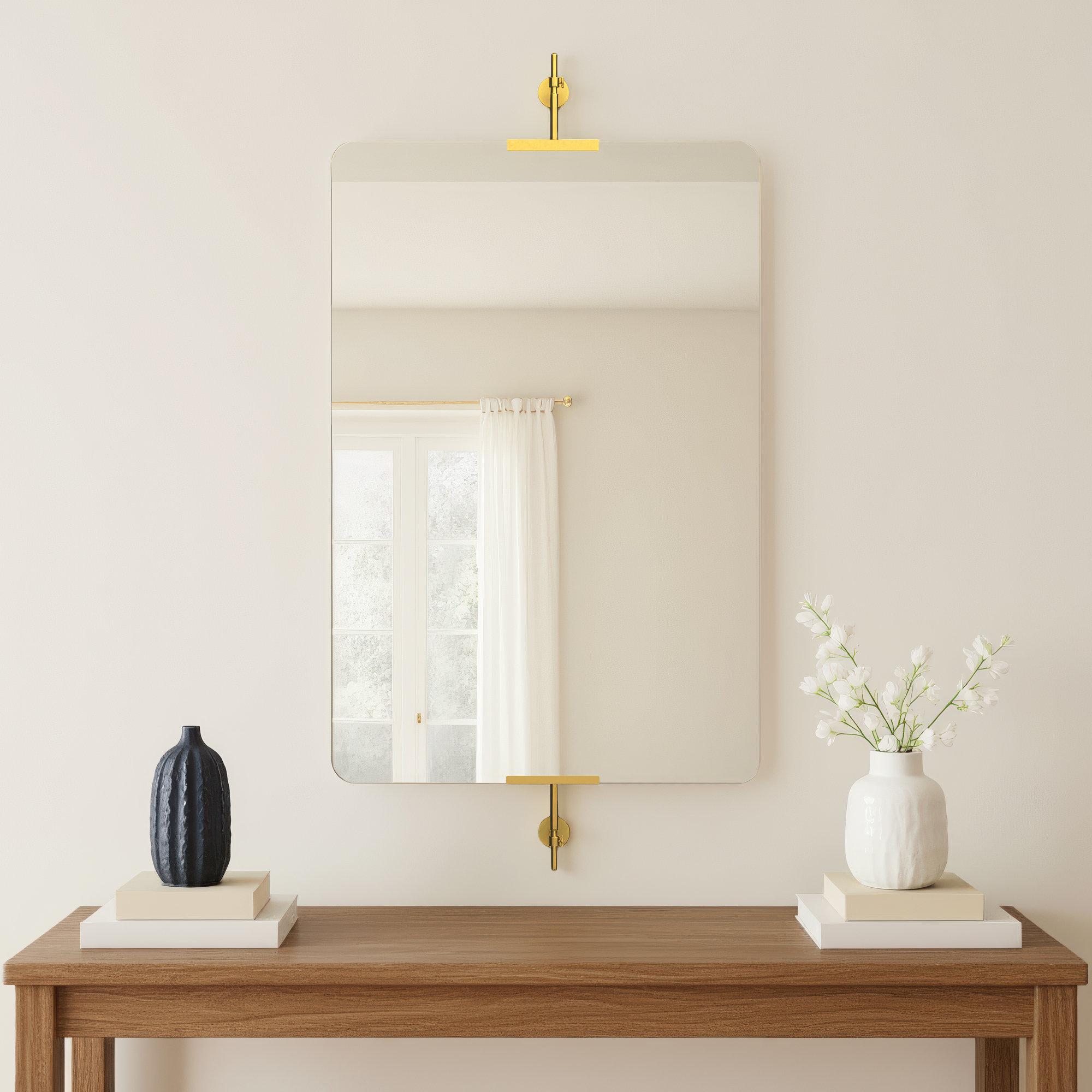 Guava Metal Rectangle Mirror, Gold, 46" x 24"