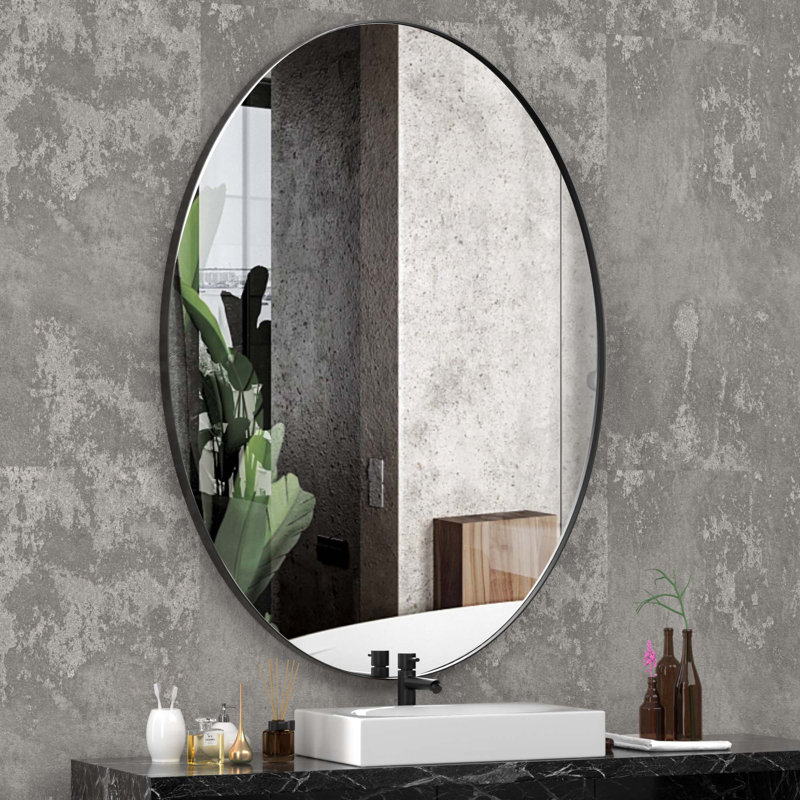 Miroir de salle de bain ovale, Noir brossé, 36 po x 24 po