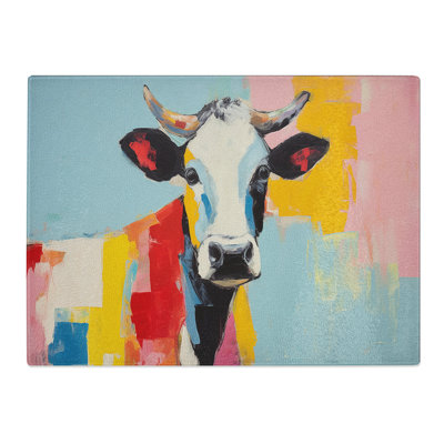 Cow Minimalism No.3  Glass Chopping Board