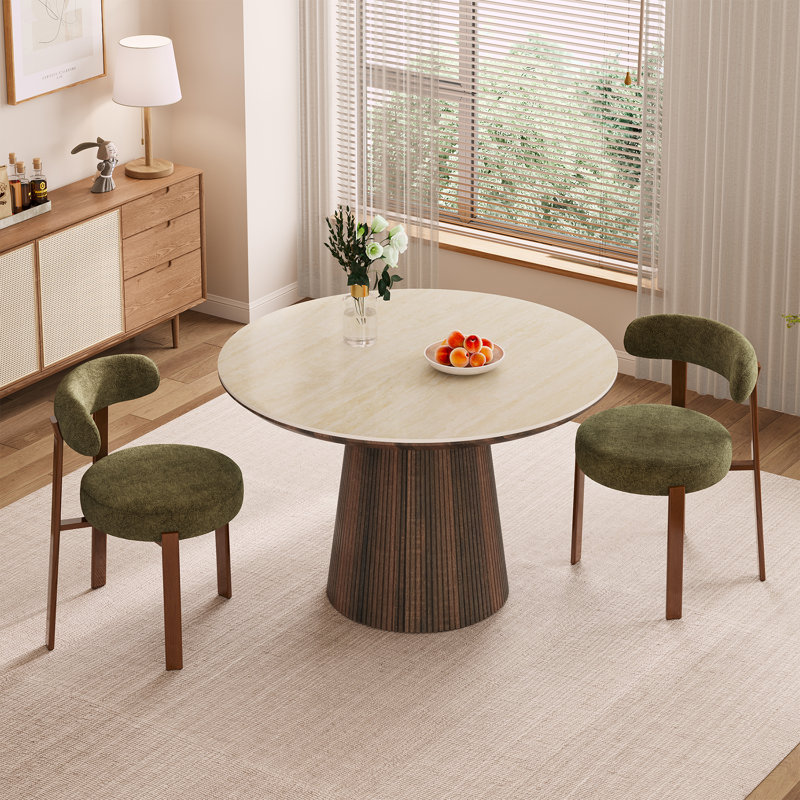 Ensemble de table et de chaises Adwin pour 2 personnes, comprenant une table ronde de 120 cm et 2 chaises rembourrées à motif d'ours en peluche.
