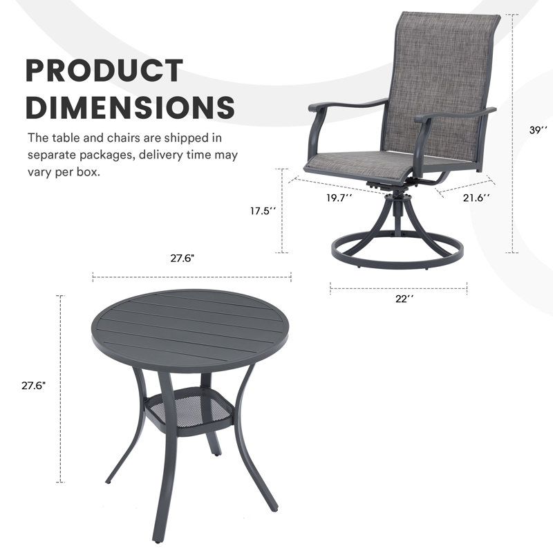 Brithanny 2 - Person Patio Dining Set with Round Table, Gray/Gray