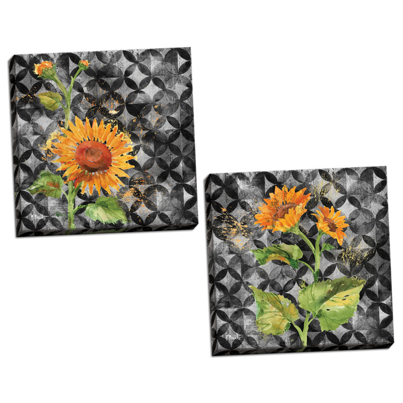 Arianna Sunflowers I and II par Paul Brent - impression d'art graphique, H 12 po x l 12 po x P 0,75 po, Toile tendue