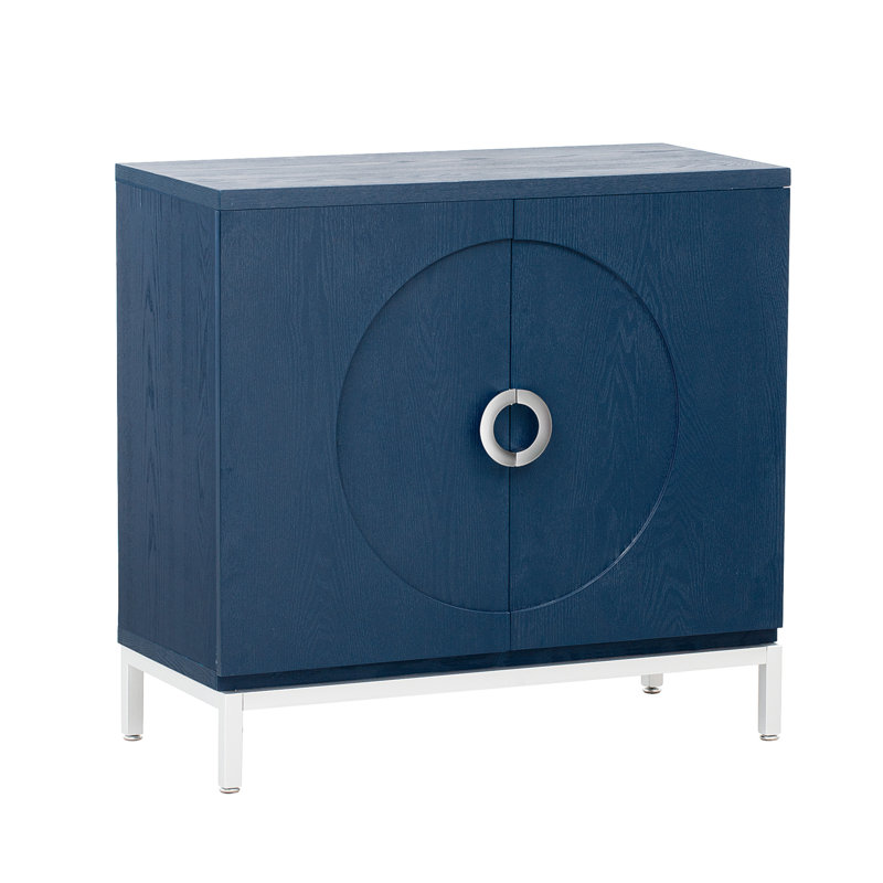 Donvan dining cabinet, storage credenza, sideboards and buffets with Solid Wood Veneer and Metal Leg Frame, Navy