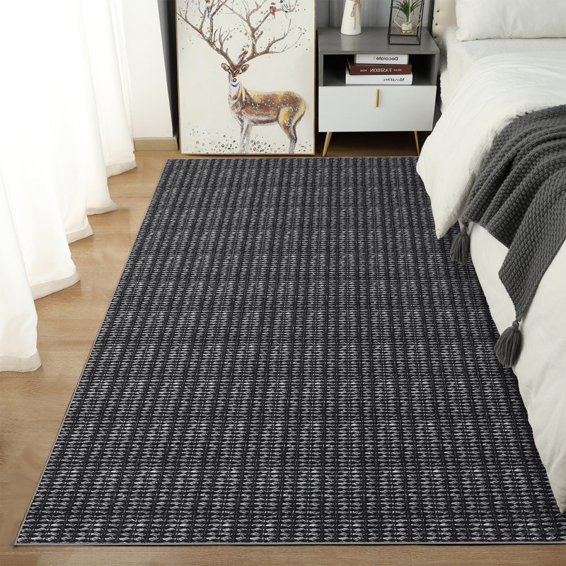 Modern Machine Washable Rug with Rubber Backing for Living Room Non-Slip Dining Room Rug Easy-Cleaning Floor Carpet for Bedroom