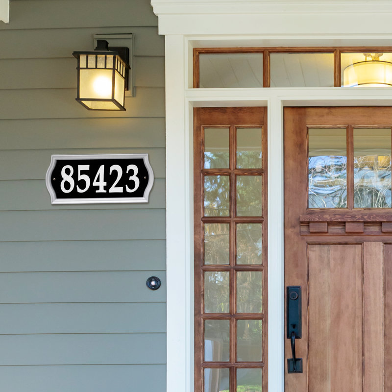 Reflective Black and White Metal Address Sign with Adhesive Numbers