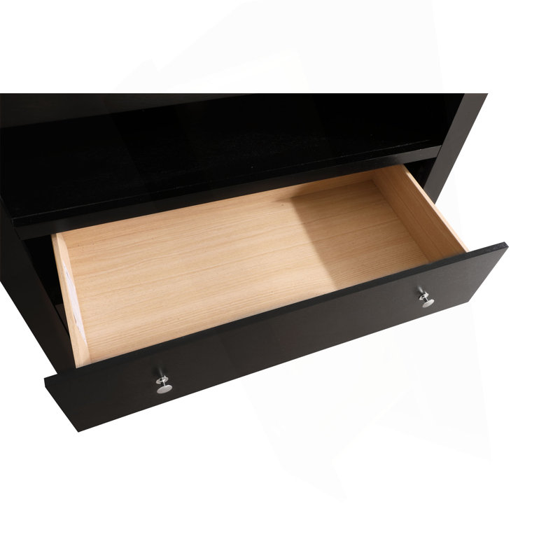 Meuble télé média, commode 3 tiroirs noir