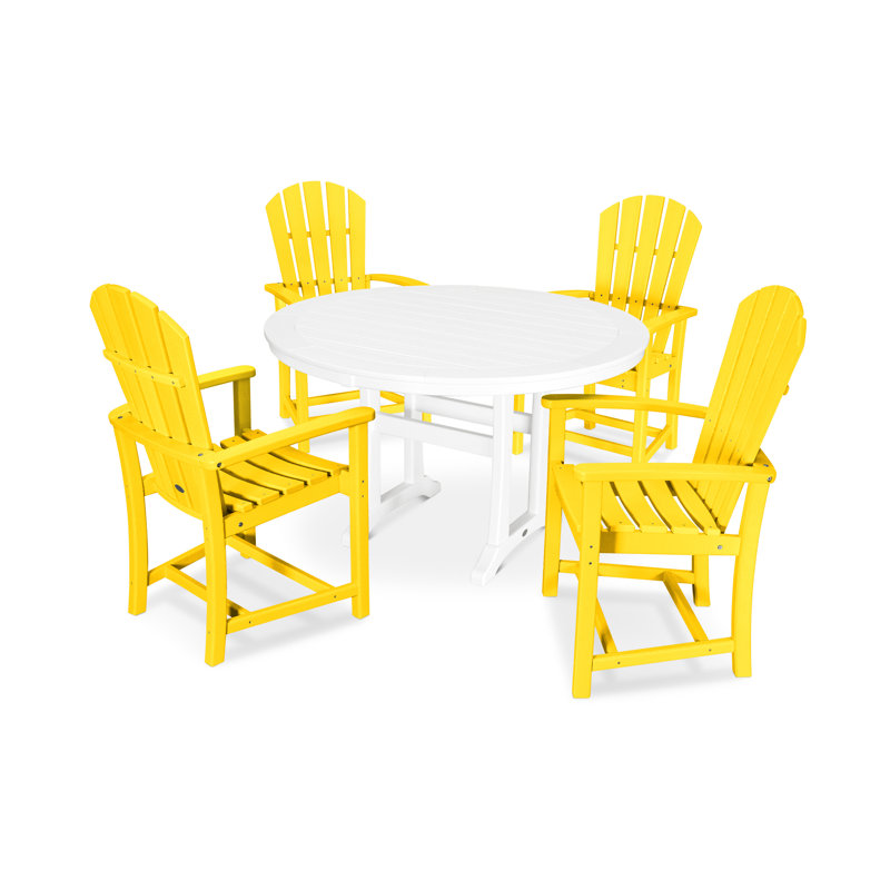 Ensemble repas 5 pièces POLYWOOD Palm Coast, Citron / blanc