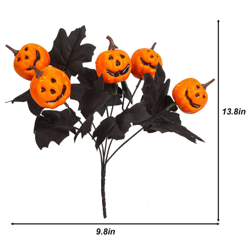 Ensemble de 2 décorations de citrouille d'Halloween noires décoratives artificielles