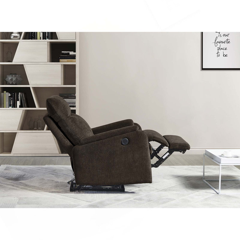 Fauteuil inclinable simple avec fonction électrique pour le salon, la chambre à coucher, Marron foncé