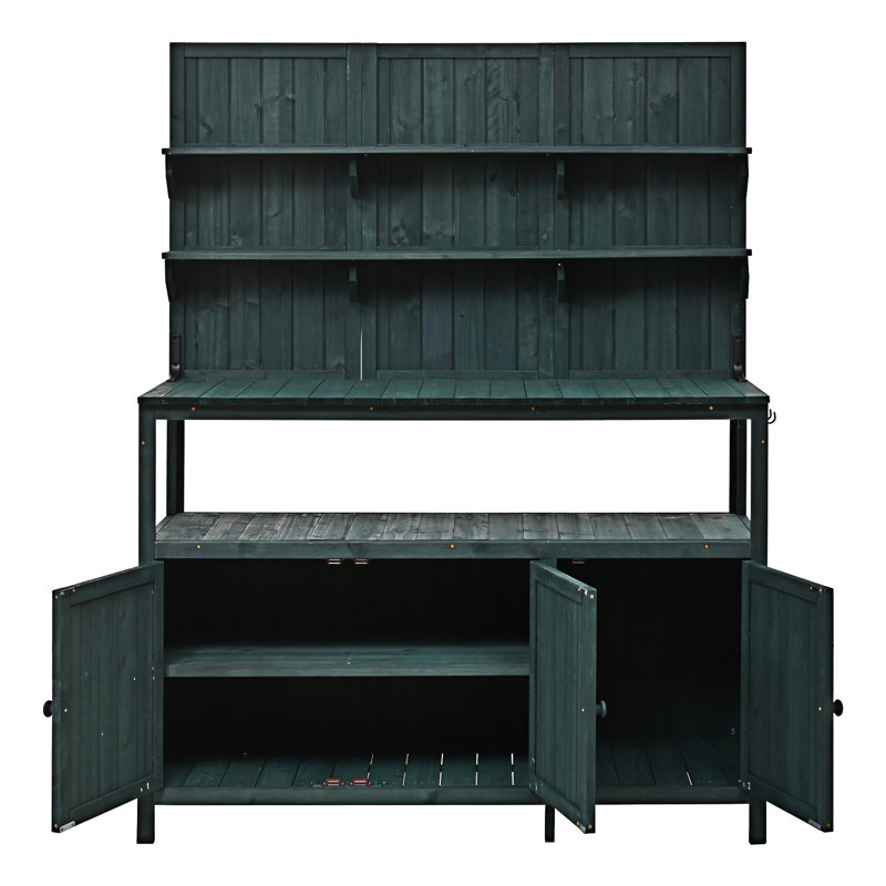 Table de plantation d'extérieur avec huche, Vert