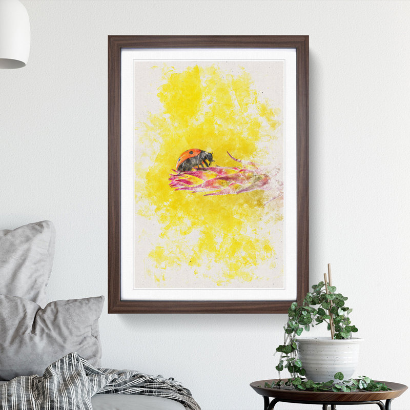 Ladybird - Picture Frame Painting Print, 87cm H x 62cm W x 2cm D, Walnut Framed