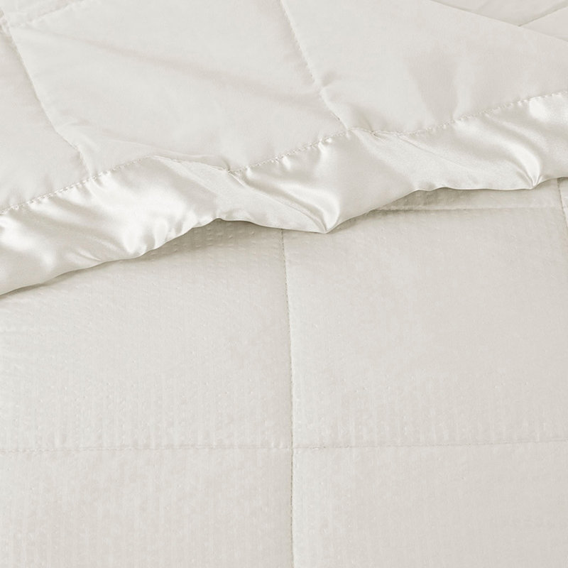 Oversized Down Alternative Blanket with Satin Trim, Ivory, King