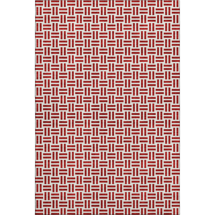Premium Machine Washable Prisco Red Rug